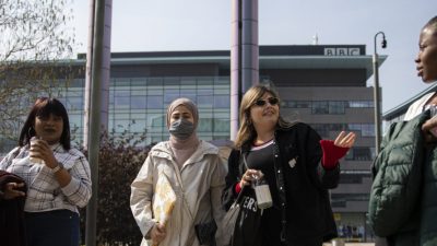 Photo of Aisha with her friends in MediacityUK