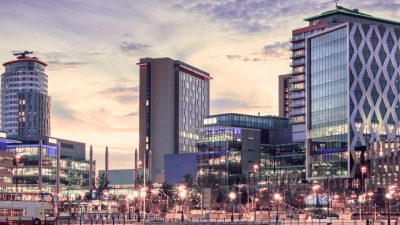 Sunset over Media City.