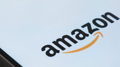 Amazon logo displayed on a mobile phone screen
