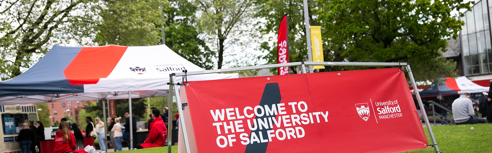 Welcome to the University of Salford sign