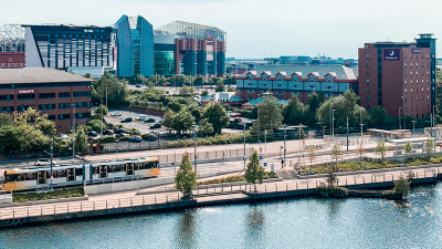 Drone shot of Old Trafford Stadium