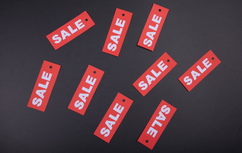 Photo of 9 red SALE tags