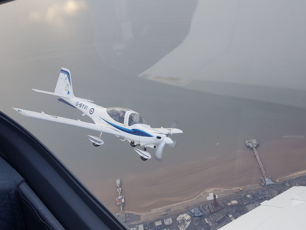 Aircraft flying over Blackpool 