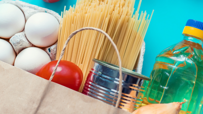 A grocery bag full of shopping