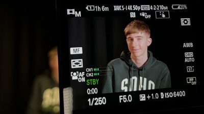An image of Max taken through the camera monitor.