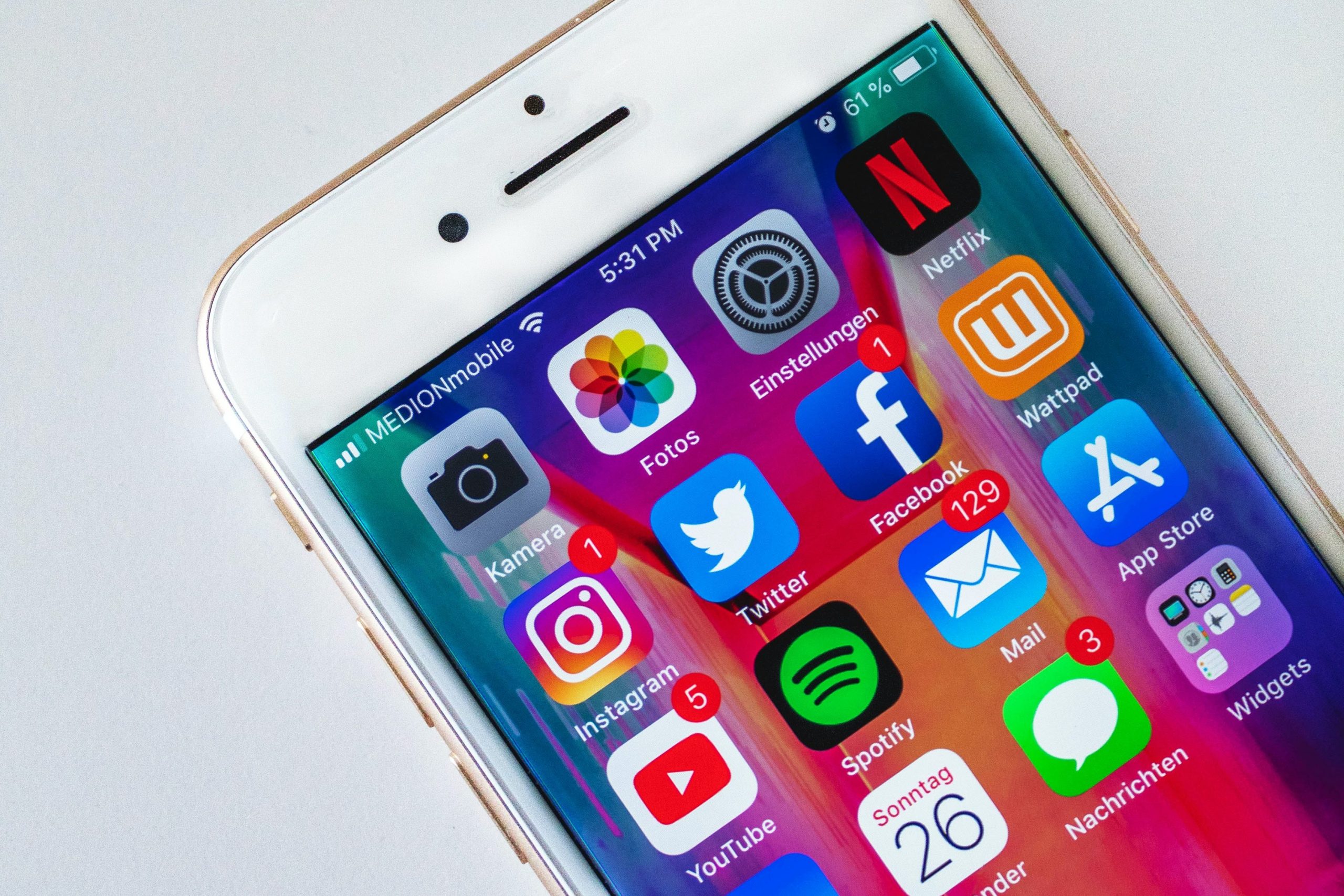 Photo of social media apps on an iphone