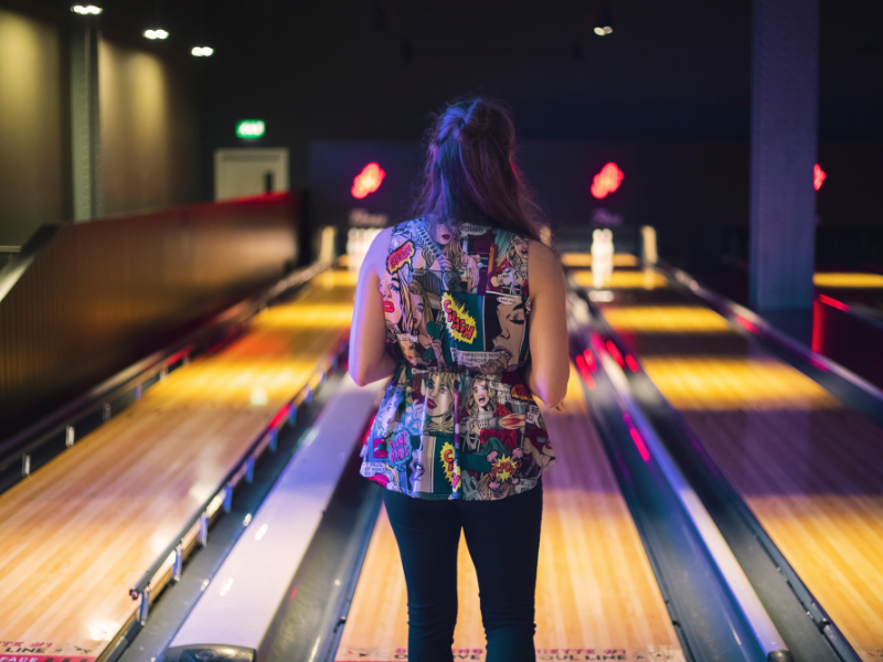 A student about to bowl.