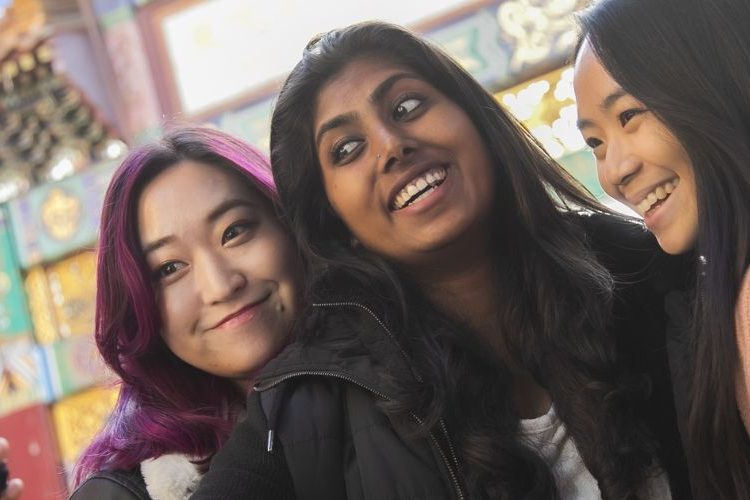 Students posing in Chinatown