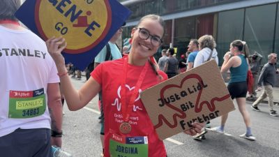 Jorgina after running the Manchester half marathon.
