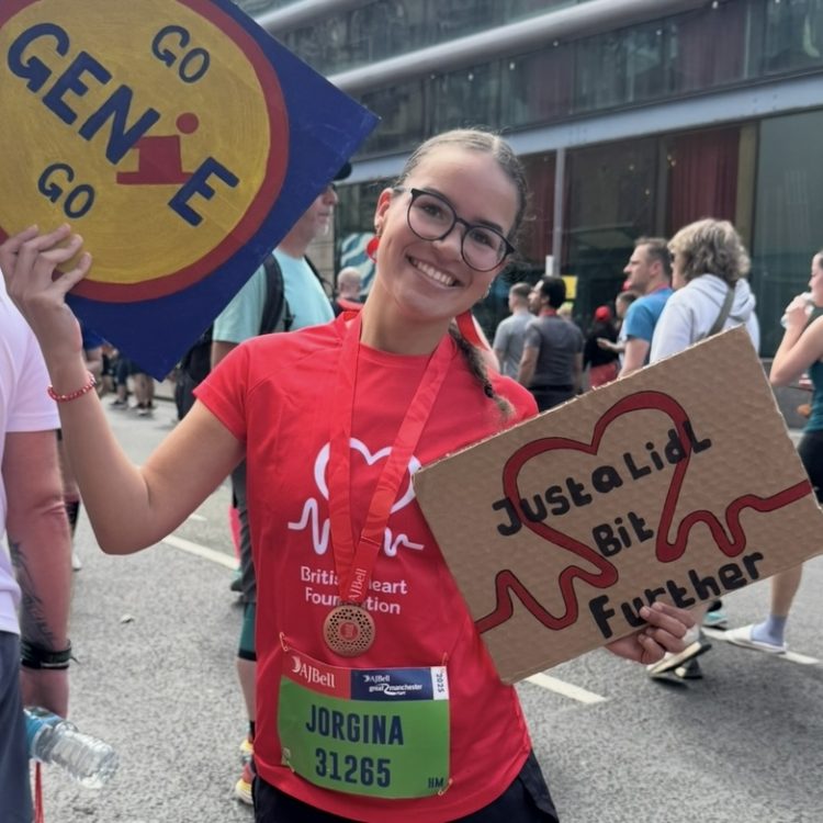 Jorgina after running the Manchester half marathon.