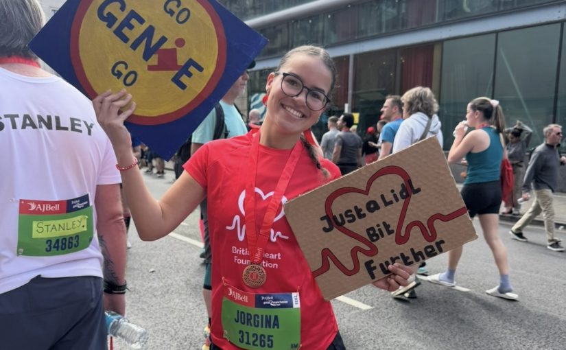 Jorgina after running the Manchester half marathon.