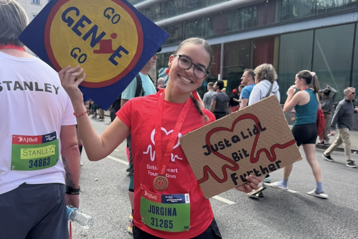 Jorgina after running the Manchester half marathon.