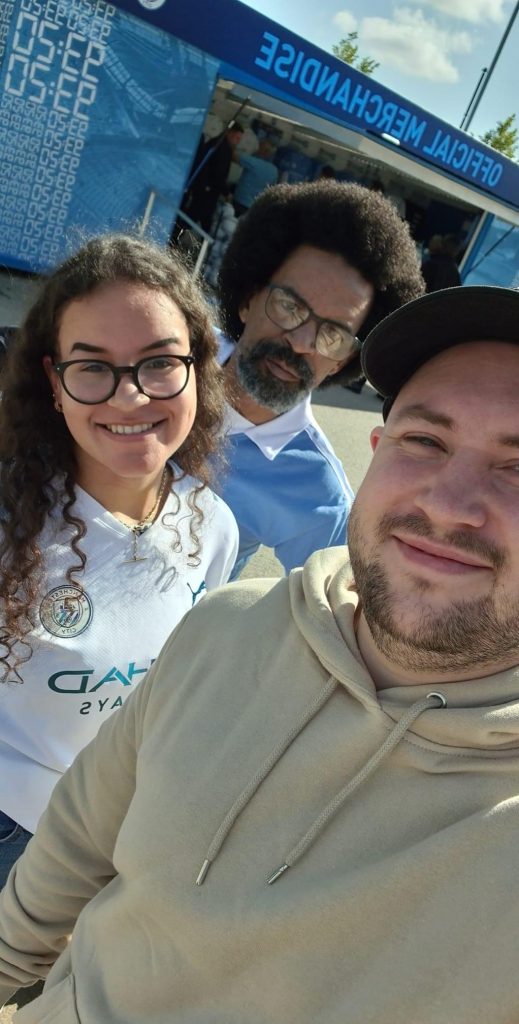Jorgina with her dad and brother at the Etihad Manchester City Football Stadium.