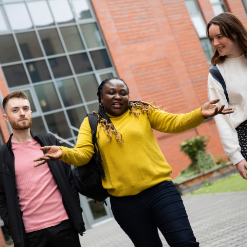 Students outside student accommodation
