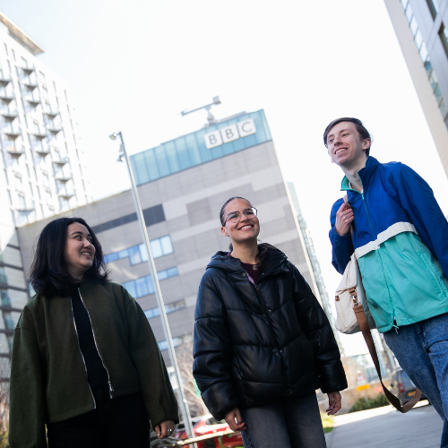 Three students at MediaCity