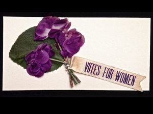 Purple Flowers, with Votes for Women label